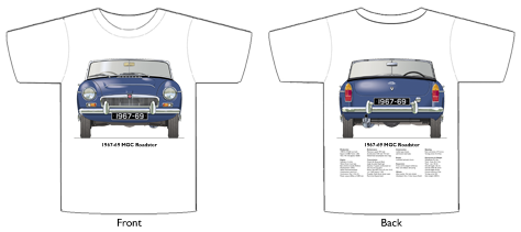 MGC Roadster (wire wheels) 1967-69 T-shirt Front & Back